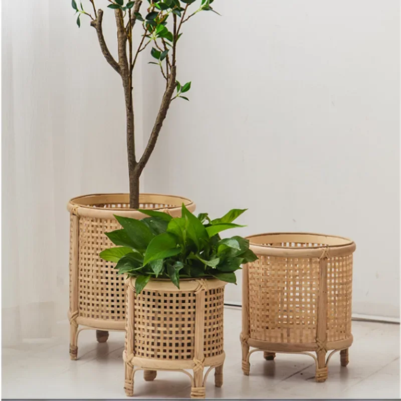Japanese Stand For Flowers Handmade Rattan Storage Shelf Multifunctional Decoration Asian Style Plant Stand Oriental Decor Rack