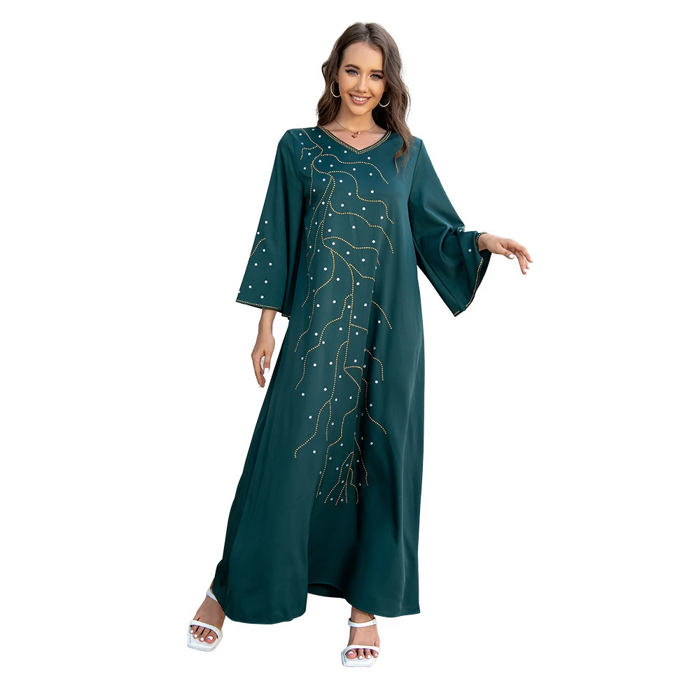 Vestido de fiesta Abaya musulmán para mujer, Abayas con cordones de diamantes árabes, vestidos largos, bata elegante para mujer, vestido de Ramadán