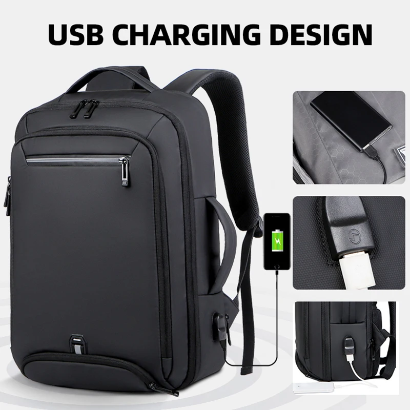 

Рюкзак для путешествий с USB-зарядкой, мужские деловые рюкзаки для поездок на работу, рюкзак для ноутбука 15,6 дюйма, школьный рюкзак для студентов колледжа