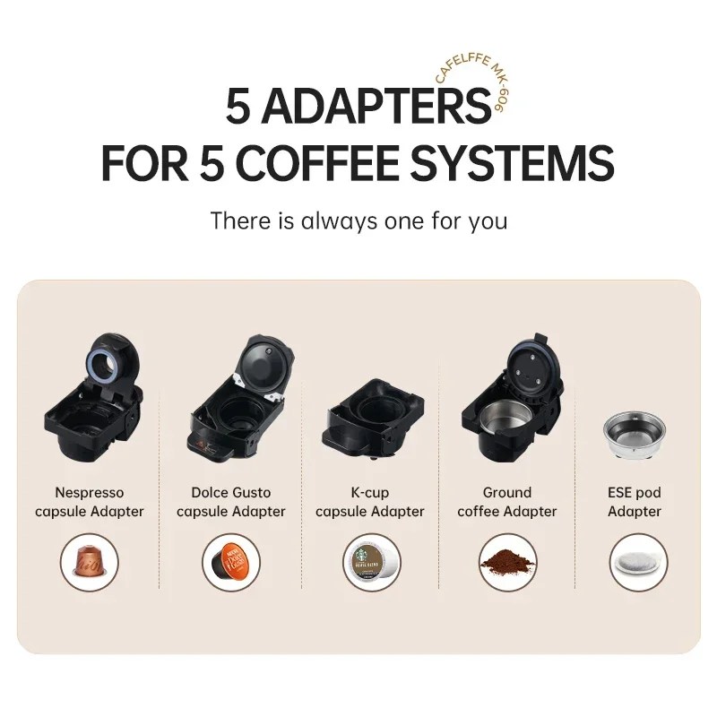 5 in 1 Black Espresso Portable Travel Hotel Room Mini Commercial Universal Capsule Coffee Machine