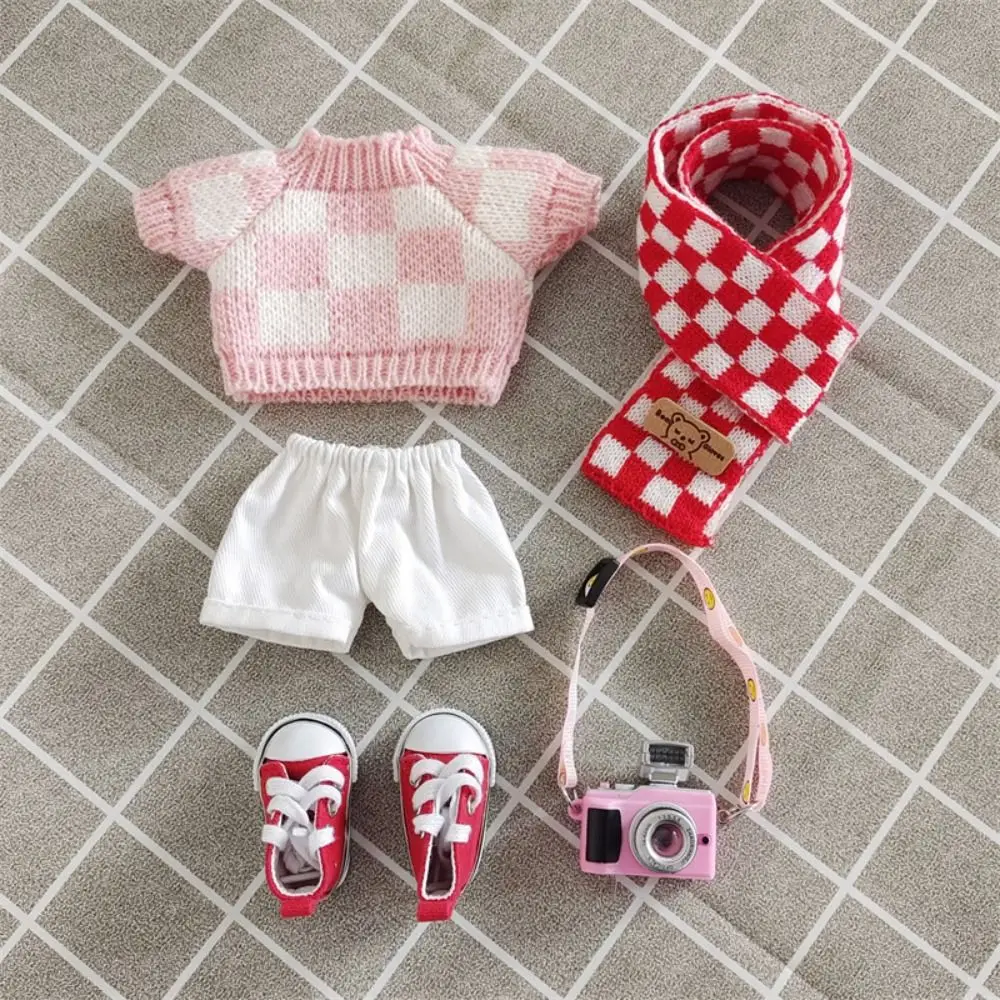 Sweater Pants Scarf 20cm Cotton Doll Clothing Set Colorful Casual Doll Outfit Doll Camera Decor Doll Jeans Pants Children