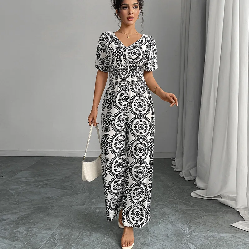 Bohemian Jumpsuit Women's 2025 Summer Vacation Style European and American One-piece Dress