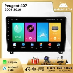 Autoradio per Peugeot 407 2004-2010 Wireless Carplay navigazione GPS Autoradio WIFI Android Auto Multimedia lettore Video Stereo