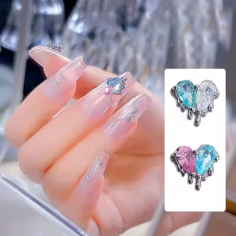 5PCS Lava Love เล็บอุปกรณ์เสริมแฟลช Crick Starlight Zircon Double Match สี Zircon Love ตกแต่งเล็บเพชร