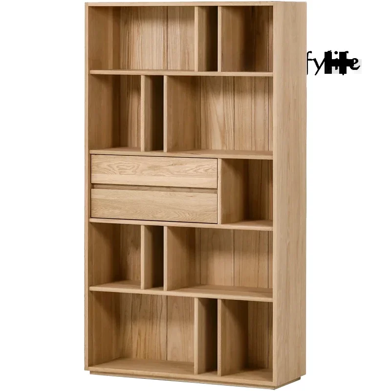 

Nordic Mid-Ancient Style Solid Wood Combination Unit Bookcase Simple Retro Bookshelf Display