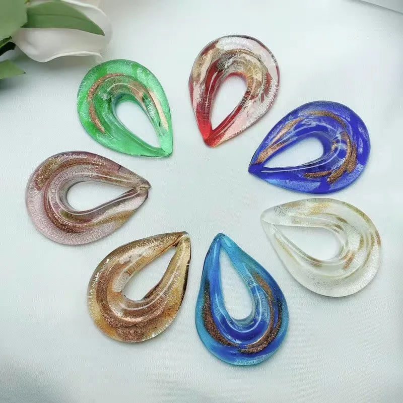 Handmade Murano Lampwork Glass Fashion LiuLi  Pendant Necklace Droplet Shape Personality Women's  Glass Jewelry Fit Female Gifts