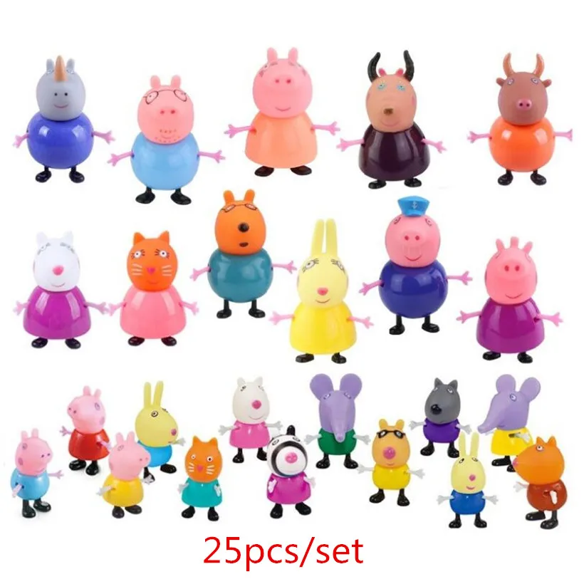 Original Peppa Pig Cartoon Pig Series Animation Toy Amusement Park Family Portrait Model Movable Doll Toys Kid\'s Holiday Gift