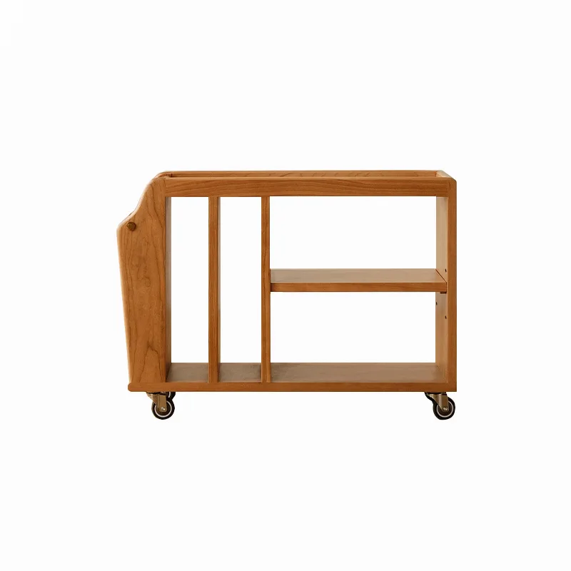 Solid wood mobile Bayan cart, living room sofa side table, sidecabinet, cherry wood smallstorage rack, coffeetable, vintage m