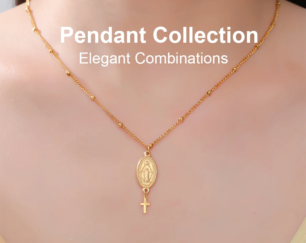 Edelstahl Wundertätige Medaille Kreuz Jungfrau Maria Anhänger Charm Katholischer Rosenkranz für Halsketten Armband Schmuckherstellung DIY – Detail 2