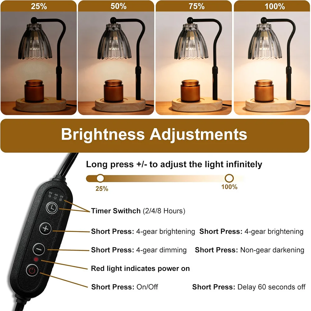 Candle Warmer Lamp with Timer Dimmable Wax Warmer Lamp Modern Candle Heater Lamp for Birthday House Warming Day Gifts Home Decor view 4