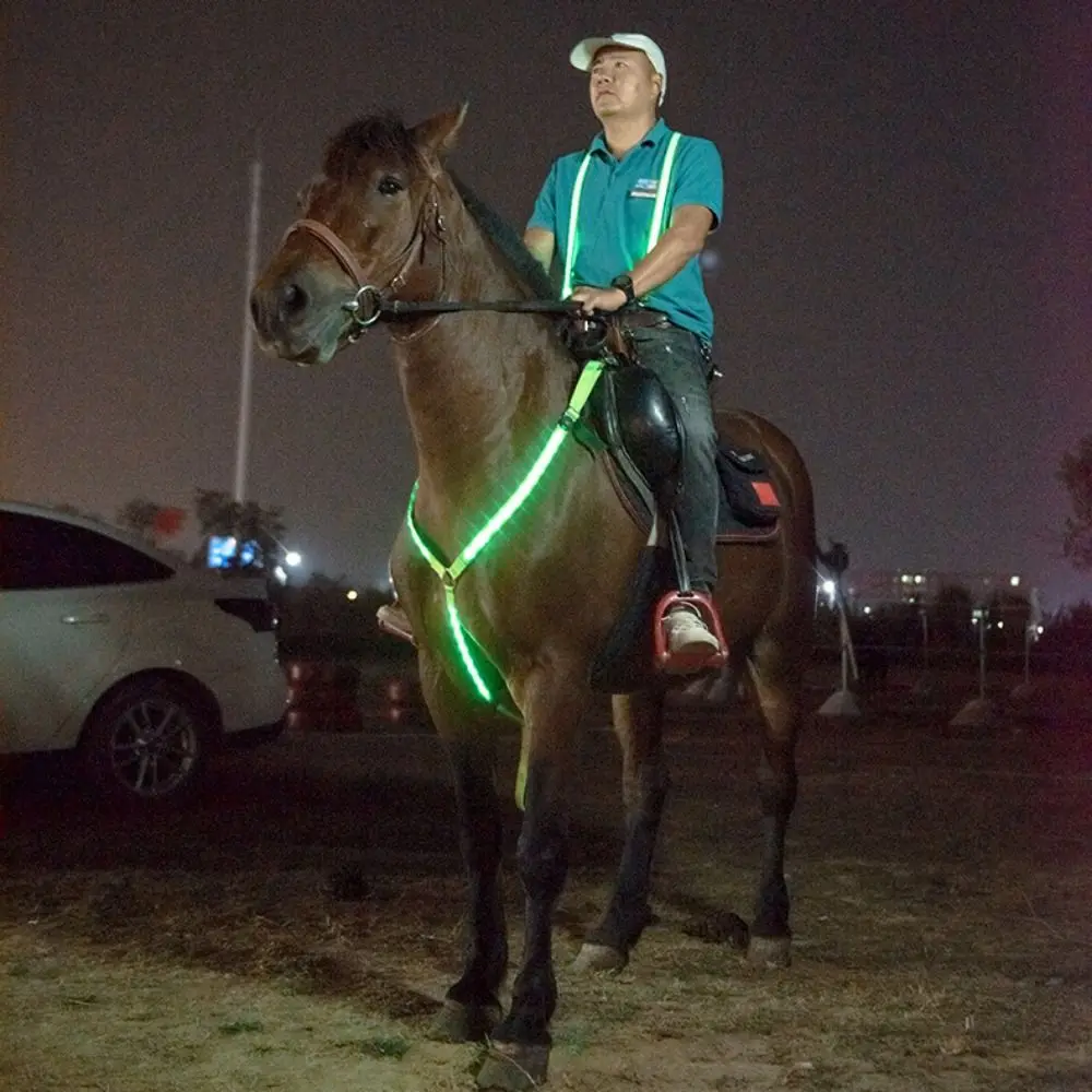 Nylon LED Horse Chest Strap High Visibility Protective Luminous Horse Chest Harness Adjustable Night Flashing Light Bar