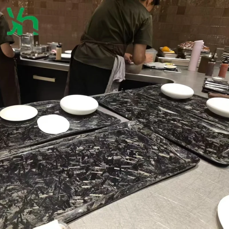 Plato de aperitivo de fibra de carbono 3k de lujo, estante para platos para cocina moderna, bandeja para servir Gourmet, regalo de fiesta de boda