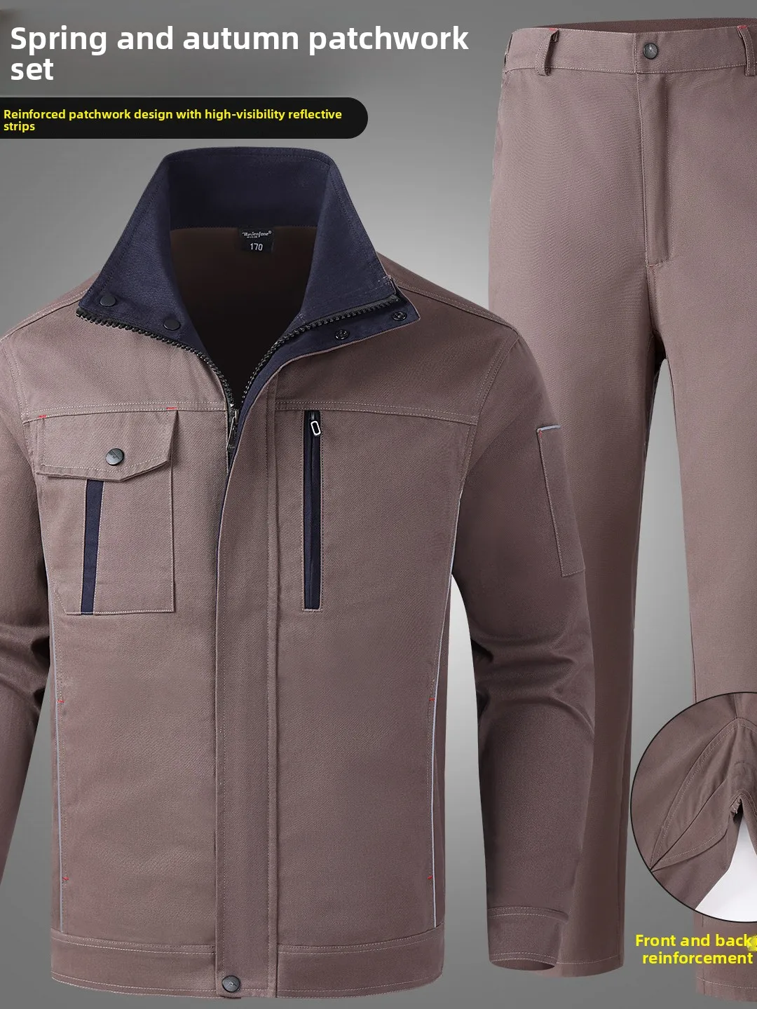 

Thiened Pure Cotton Welding Workwear Set for Men Anti-Heat Protective Clothing Long Sve Zipper Closure Workwear