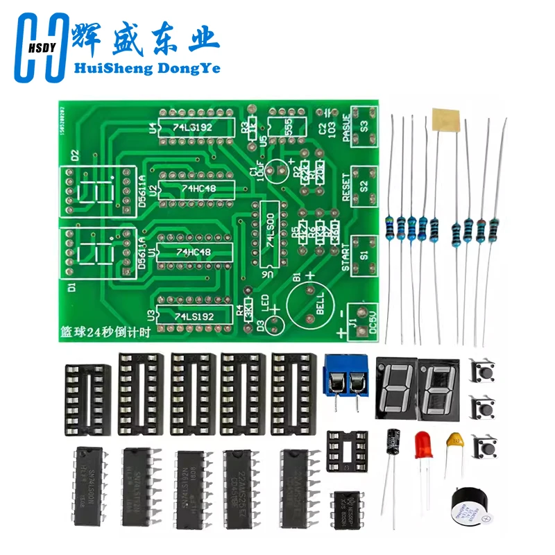 Basketball Game 24 Seconds Countdown Electric 2-Bit Countdown Electronic Production Practice Electronic Teaching Kit DIY