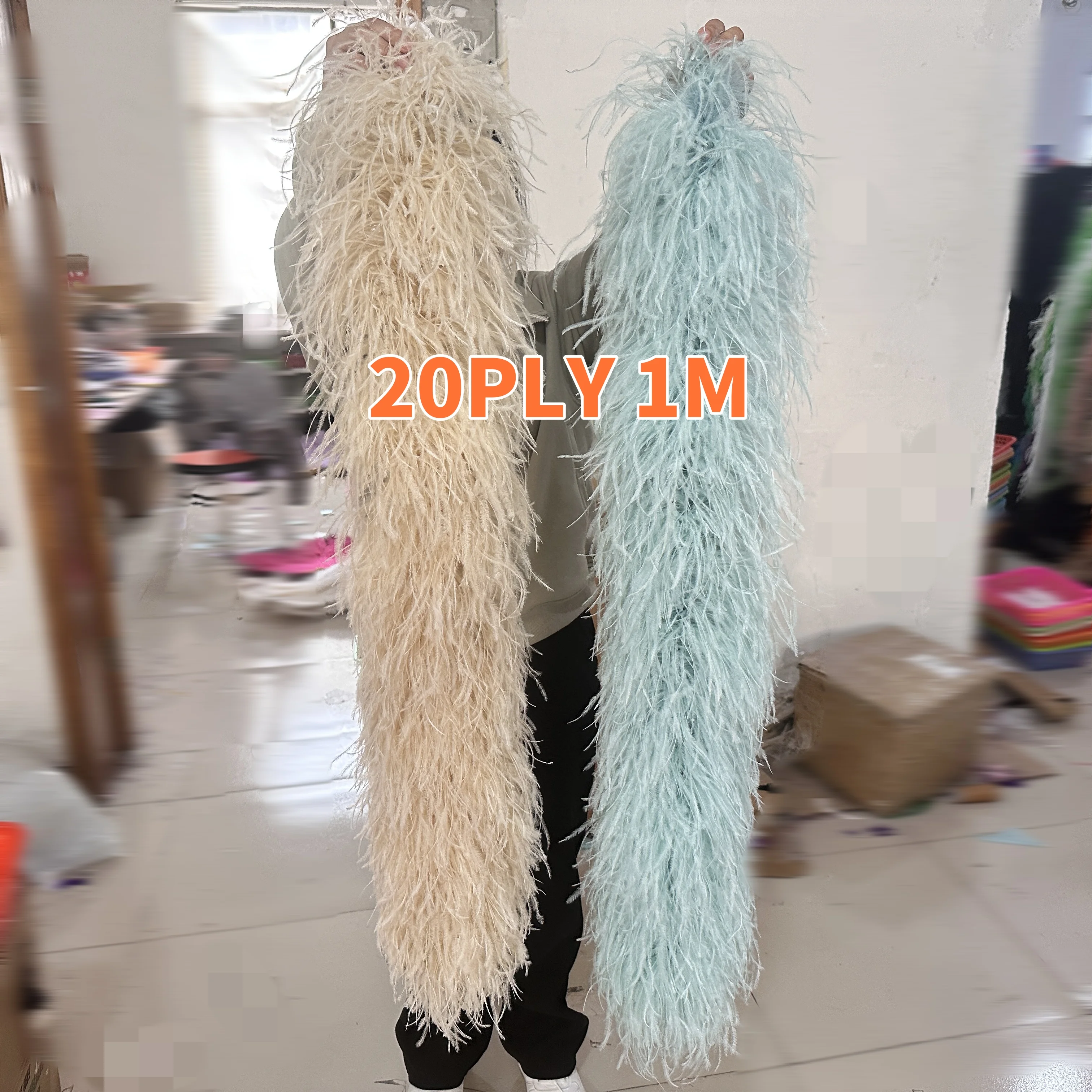 3 6 10 15 20Ply blu piume di struzzo Boa di alta qualità piuma di struzzo Trim sciarpa per abito da festa cucito decorazione scialle 1M