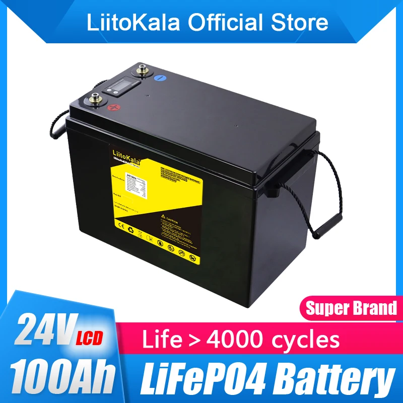 

LiitoKala 24V 100Ah LiFePO4 Battery Solar Golf Car for Forklift waterproof battery pack for inverter,solar system,boat motor