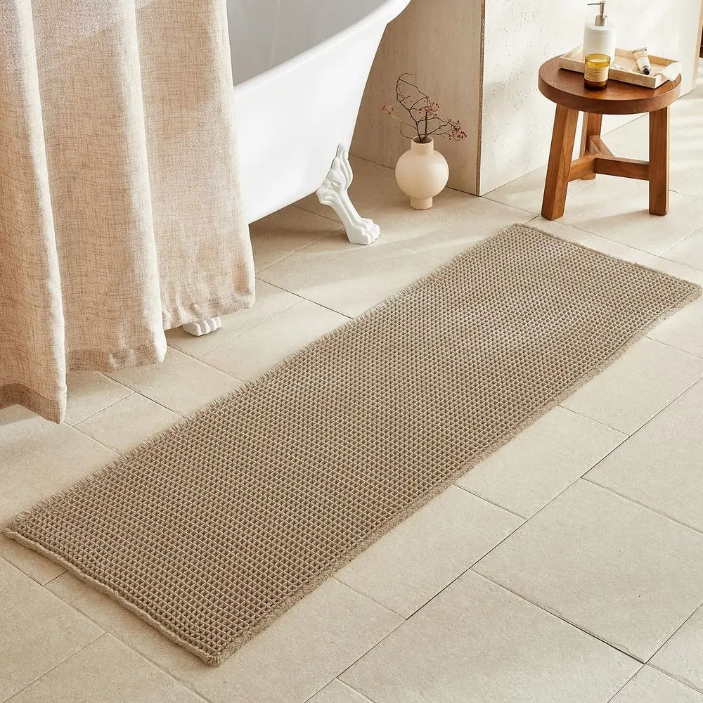 

72x24 Long Bohemian-Style Non-Slip Absorbent Bath Mat, Khaki