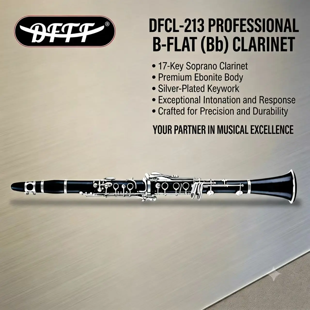 Bb Soprano Clarinet 17 Keys Ebony Body Silver Plated Brass Keys Professional Orchestra Wholesale OEM Woodwind Instrument