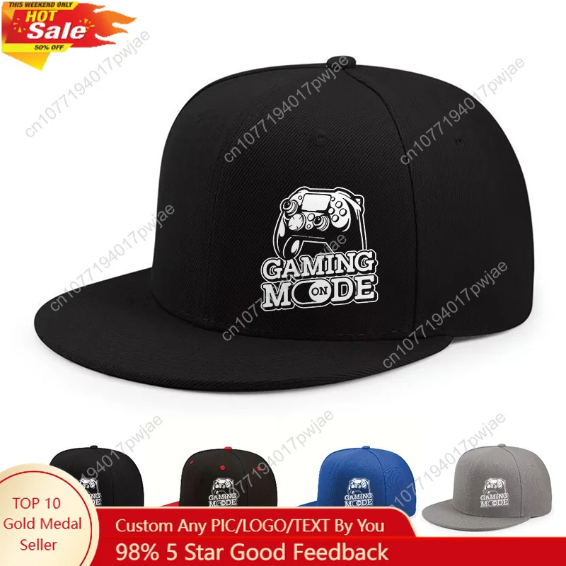 Verstelbare hiphop-baseballpet met gamecontrollerprint, platte rand in retrostijl, wasbaar in de machine - Ideaal voor buitenstraat S