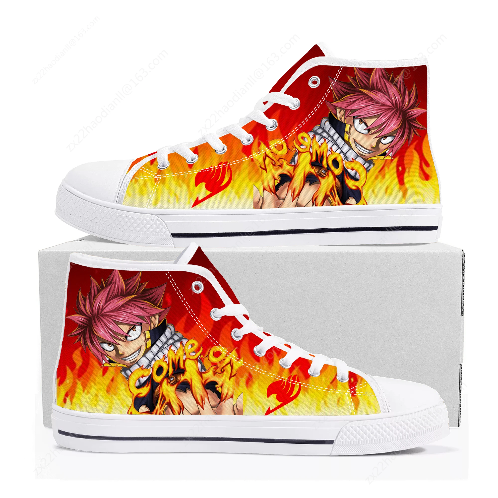 Hot Anime Fairy Tail Natsu Dragneel High Top Quality Sneakers Men Women Teenager Canvas Sneaker Casual Couple Shoes Custom Shoe