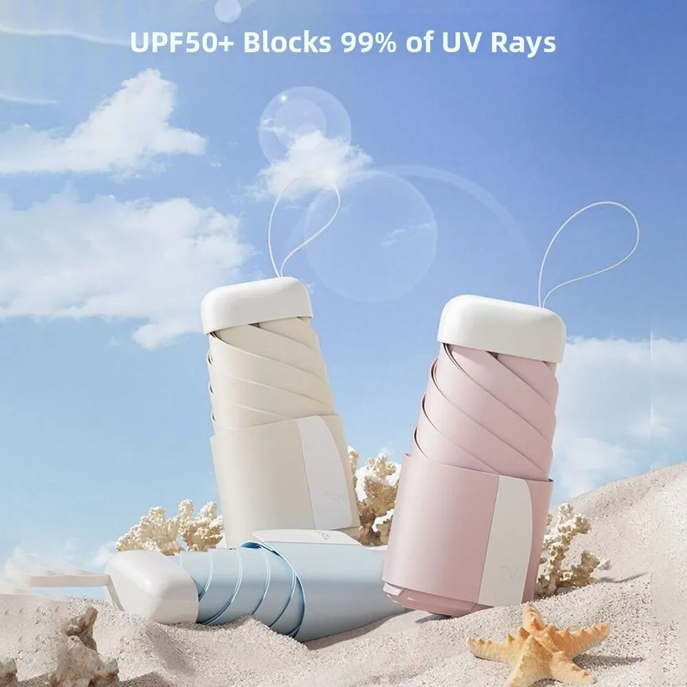 Portable Pocket Sun Umbrella UV Protection Suitable for Both Sunny and Rainy Days Sun Parasol Extra-wide Straps Flat