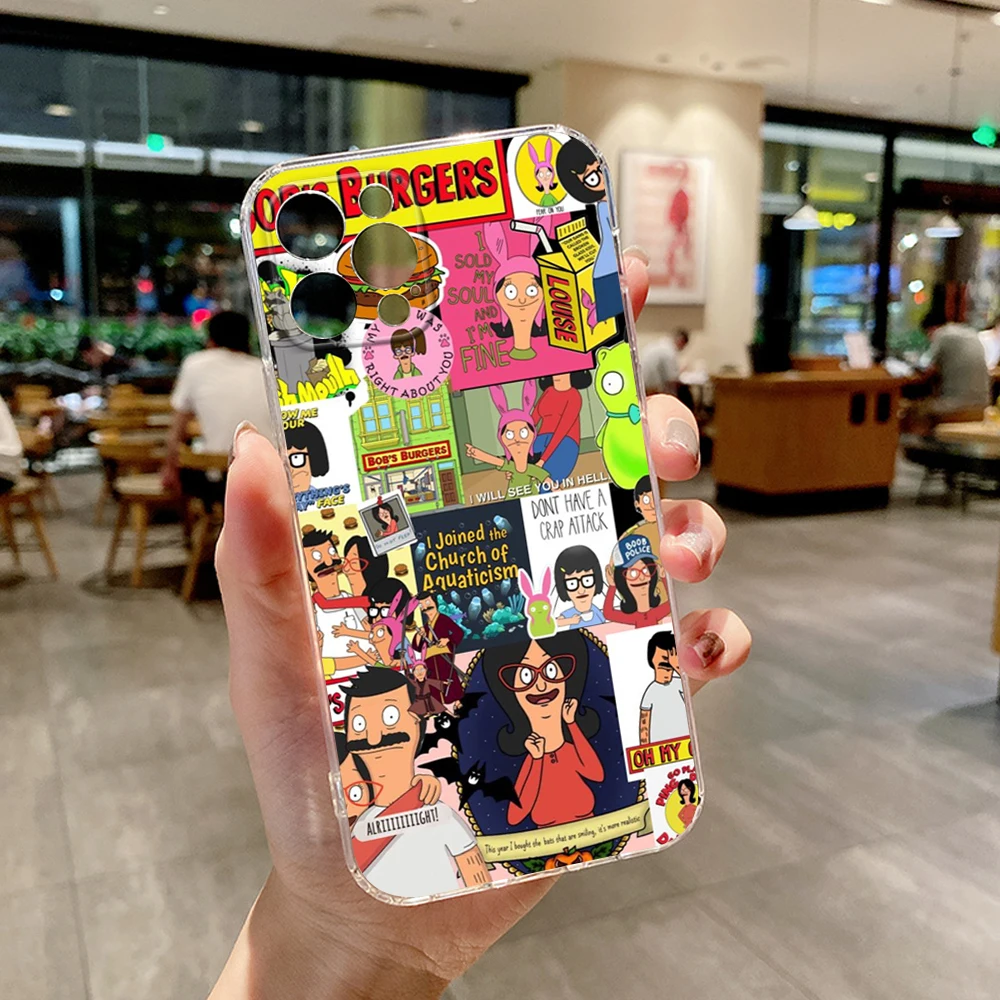 For IPhone 15 PRO Anime B-bob Burgers Phone Case for IPhone 13 11 12 Pro XR XS MAX 8 X 7 14 Plus 13mini Transparent Covers