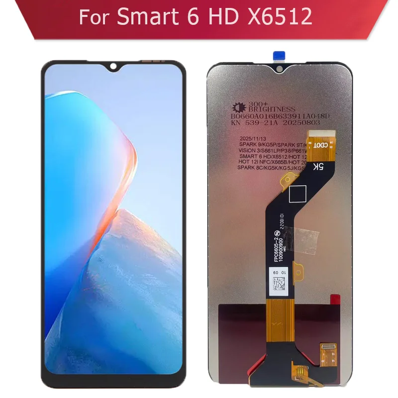 infinix-smart-6-hd-lcdスクリーンタッチパネルデジタイザーとlcdアセンブルディスプレイx6512、tecno交換部品対応