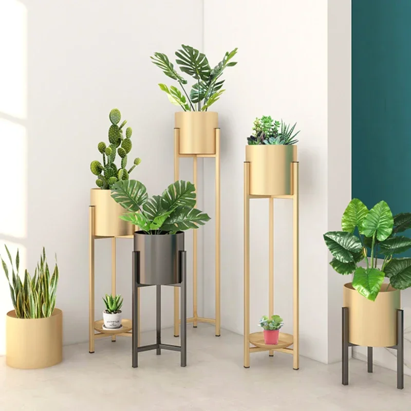 Offer Nordic Fashion Light Luxury Gold Plant Stand Creative Floor Balcony Flower Rack Eco-friendly Durable Living Room Shelf