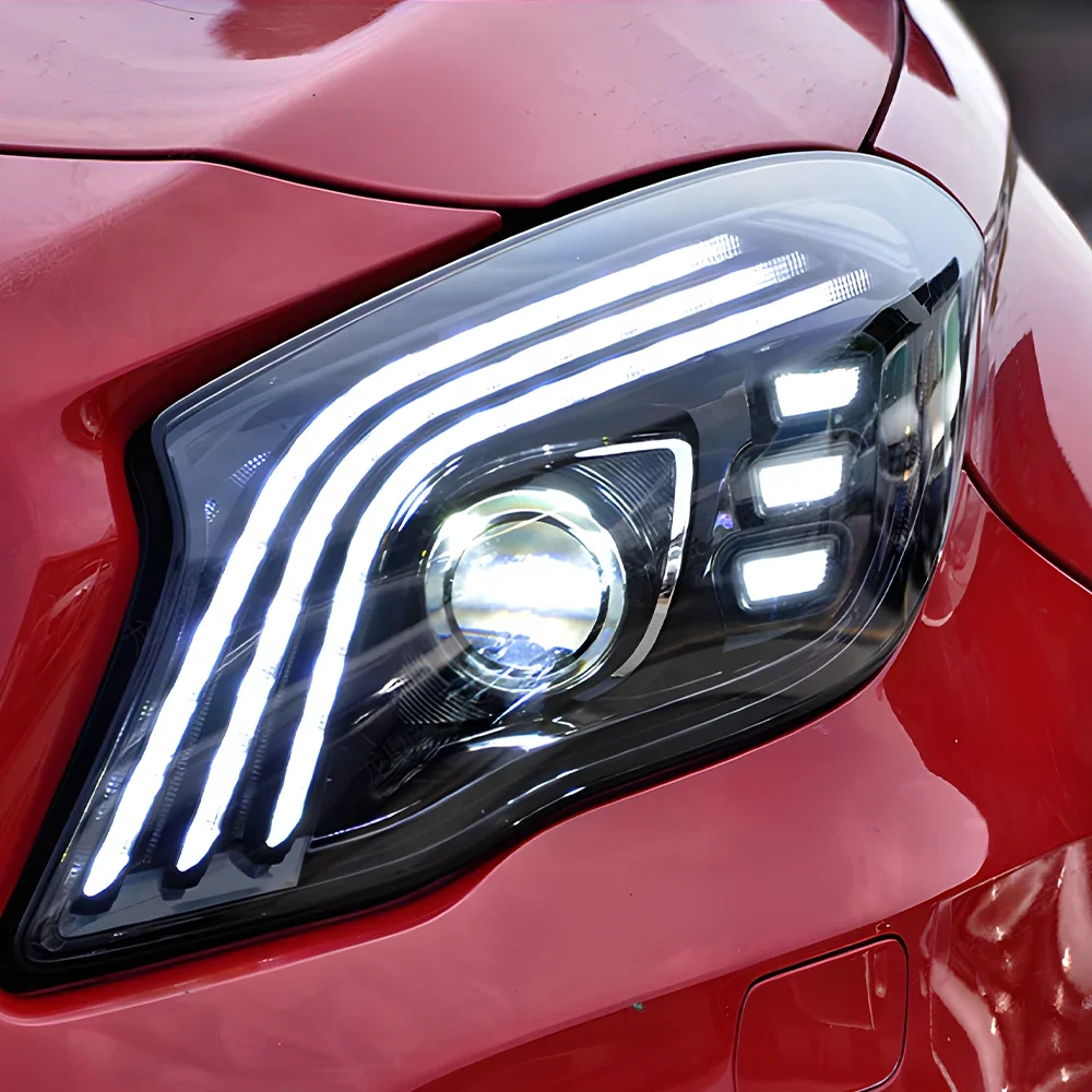 

Автоматические фары в сборе для Benz GLA W156 2015-2019, обновление в стиле Maybach, автомобильный светодиодный объектив проектора, аксессуары для инструментов Plug and Play