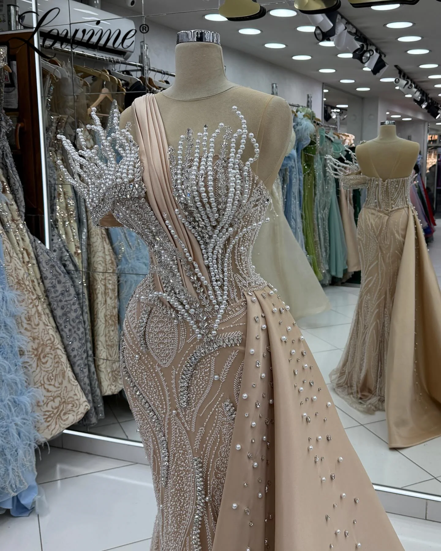 

Платье для выпускного вечера с жемчугом и кристаллами Aso Ebi, расшитое блестками, вечернее вечернее платье для второго приема, дня рождения, помолвки, Robe De Soiree