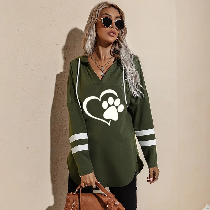 

Women's Casual and Comfortable Logo PAW Print Hoodies Women's Sweatshirts Youth Cute Top Women's Hoodies