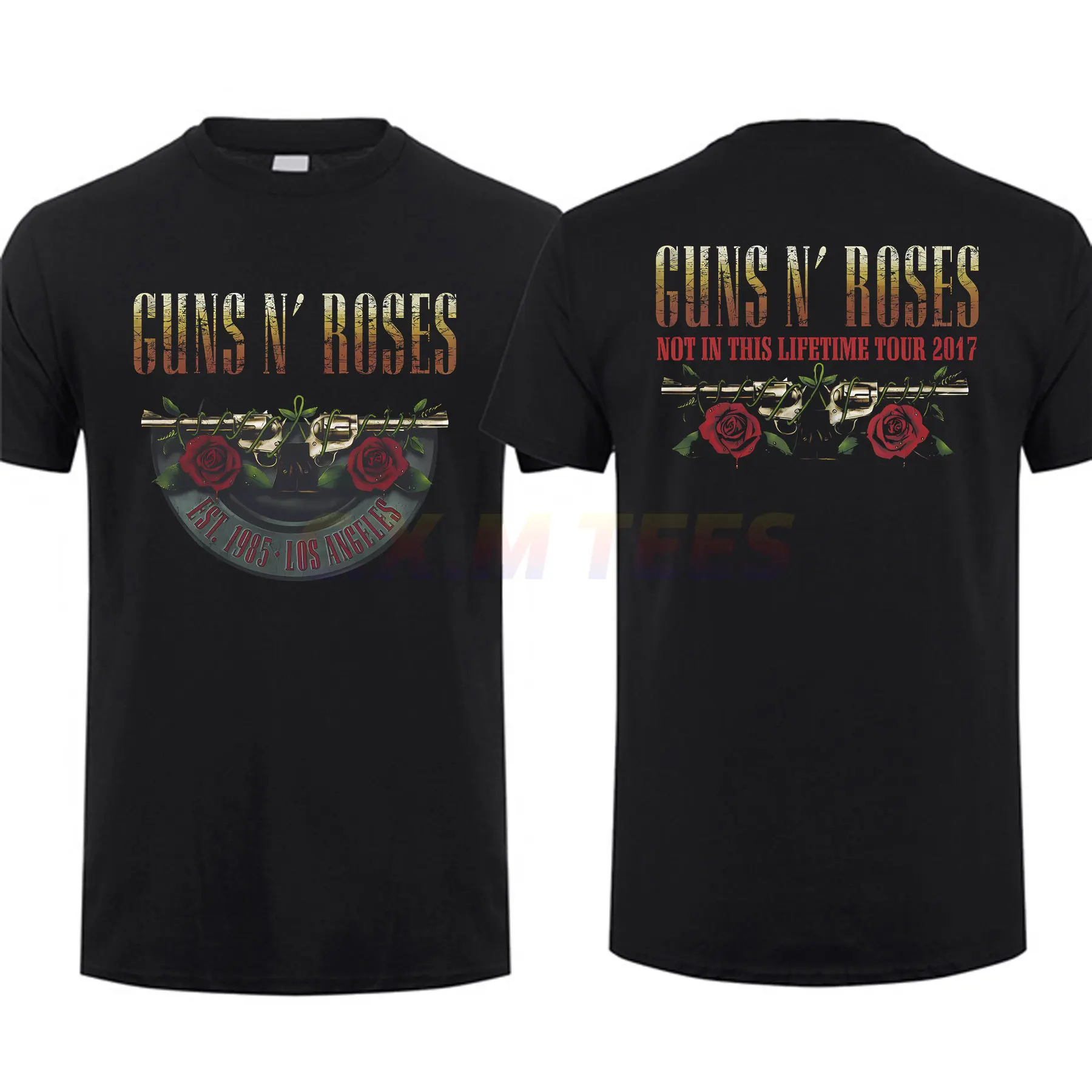 

Hot Sale Summer Men 100% Cotton Logo and Bullet Europe Tour 2017 T-Shirt Black By Guns N' Roses Hip Hop Streetwear T-shirt