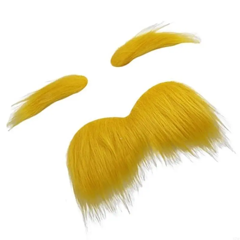 N7yf Bustachi gialli e sopracciglia impostano i baffi autoadesivi Halloween Cosplay Accessori per bambini per adulti per