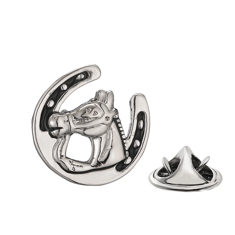 High end men\'s women\'s brooches Classic round animal horse head lapel pins hats scarves coats neckpins accessories jewelry gifts