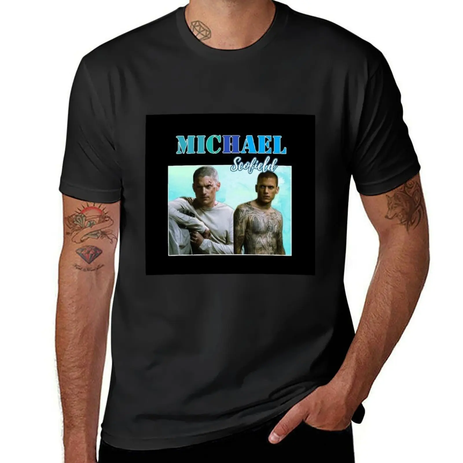 Vintage Michael Scofield T-Shirt tops summer tops sweat mens graphic t-shirts anime