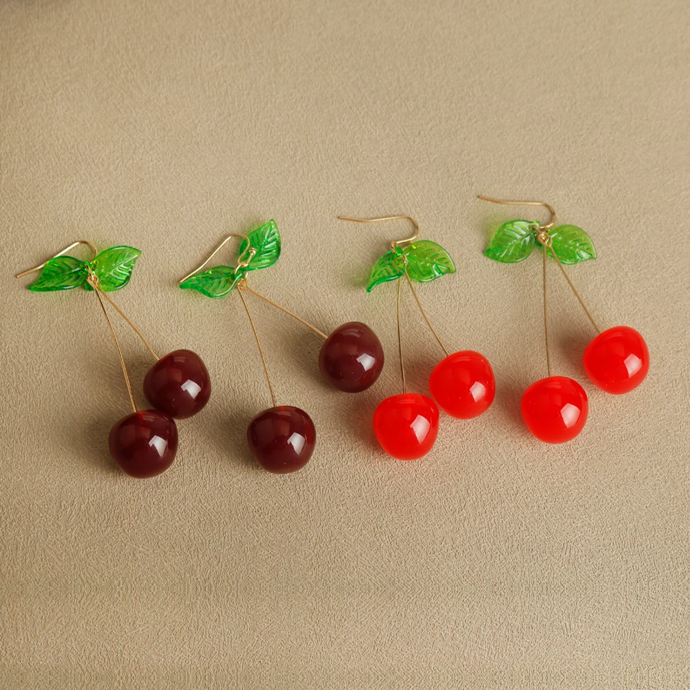 New Fashion Red Crystal Cherry Temperament Earrings For Women Personalized Party Jewelry Gifts