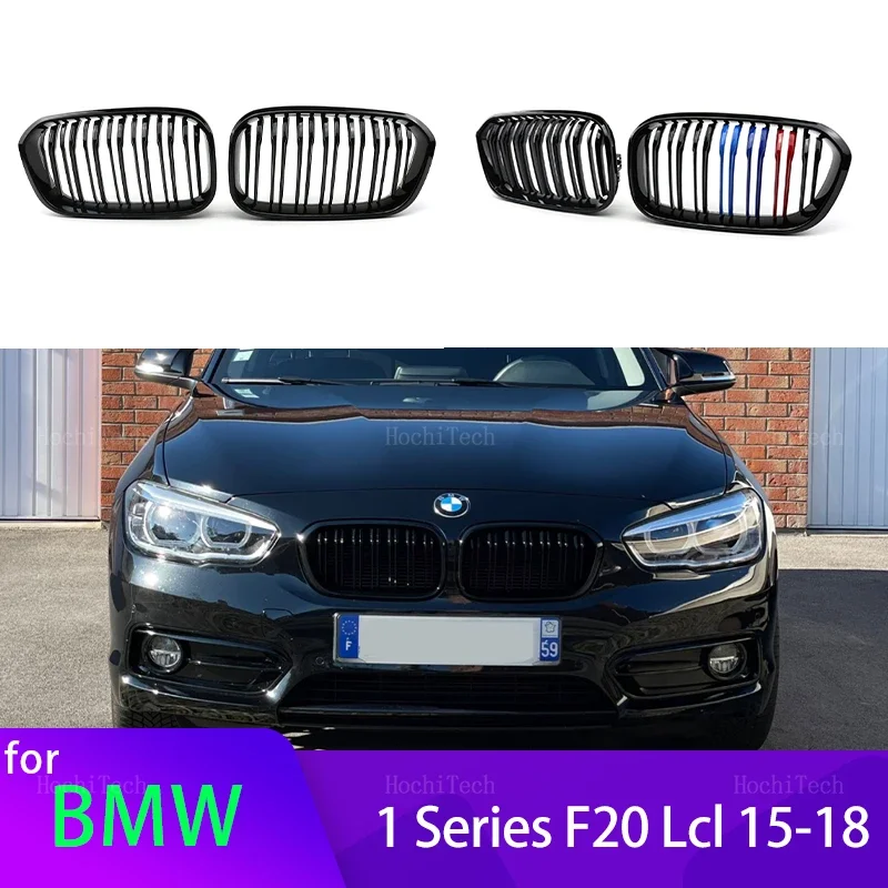 New Look Car Grille Grill Front Kidney Glossy 2 Line Double Slat For BMW 1 series F20 F21 LCI 2015-2018 Accessories