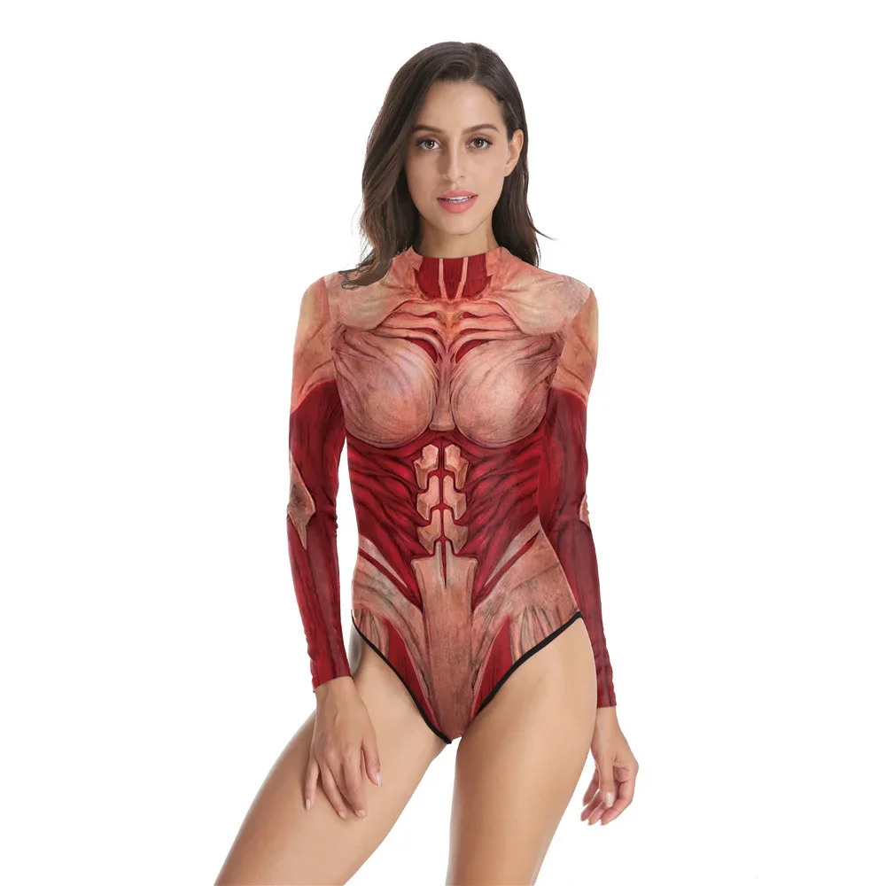 

CosplayIootiany Red Extreme Muscle Print Shorts Suit Adult Halloween Cosplay Women Summer Beachwear Swimsuit Sportswear Sexy Bod