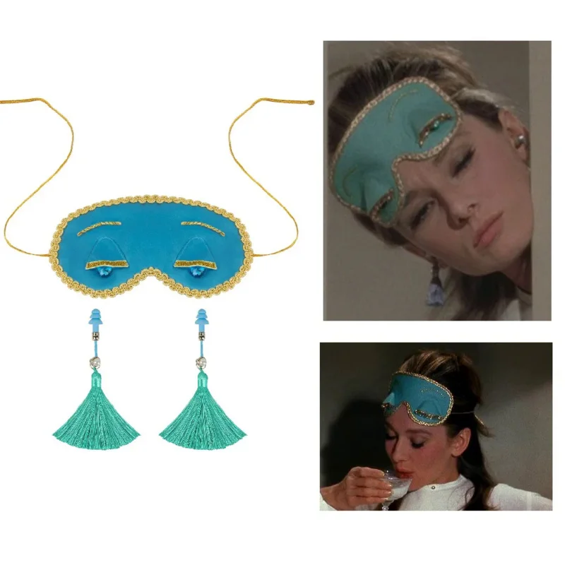 

Movie Breakfast at Tiffany's Holly Golightly eye Patch Earplugs with Tassels Audrey Hepburn Cosplay Classic Shield Ornaments