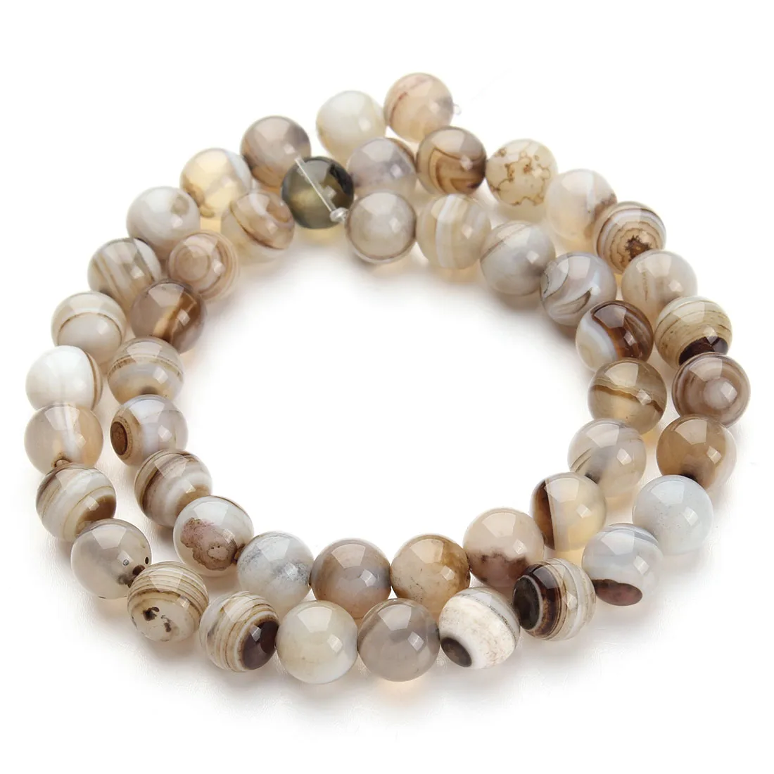 1 String Light Brown Stripe Crystal Agate Natural Stone Beads For Jewelry Making Loose Spacer Beads DIY Bracelet Necklace