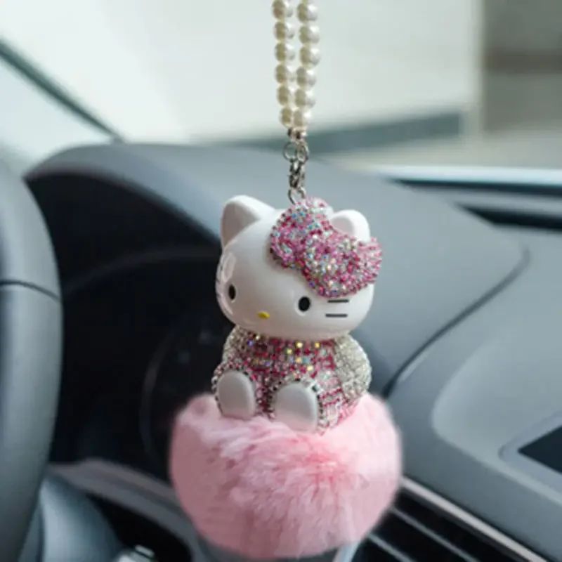 

Sanrio автомобильный кулон украшение кулон зеркало заднего вида ювелирные изделия инкрустированные бриллиантами мультфильм милый Hello Kitty Girl автомобильные аксессуары подарок