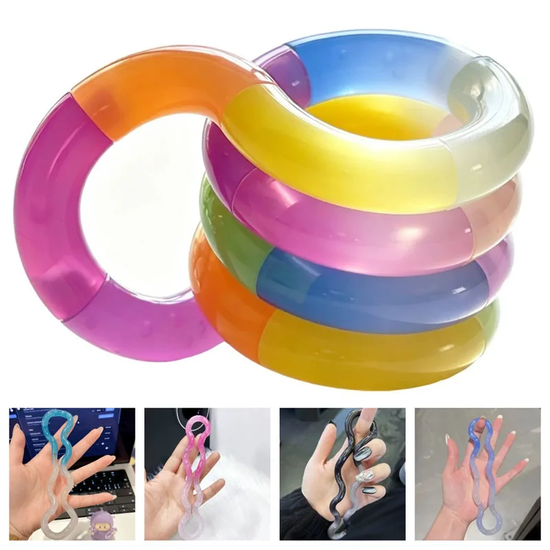 1pcs Temperature-changing Deformable Rope Rainbow Color Anti Stress Deformation Rope Knot Pressure Stress Relief Toys Gifts