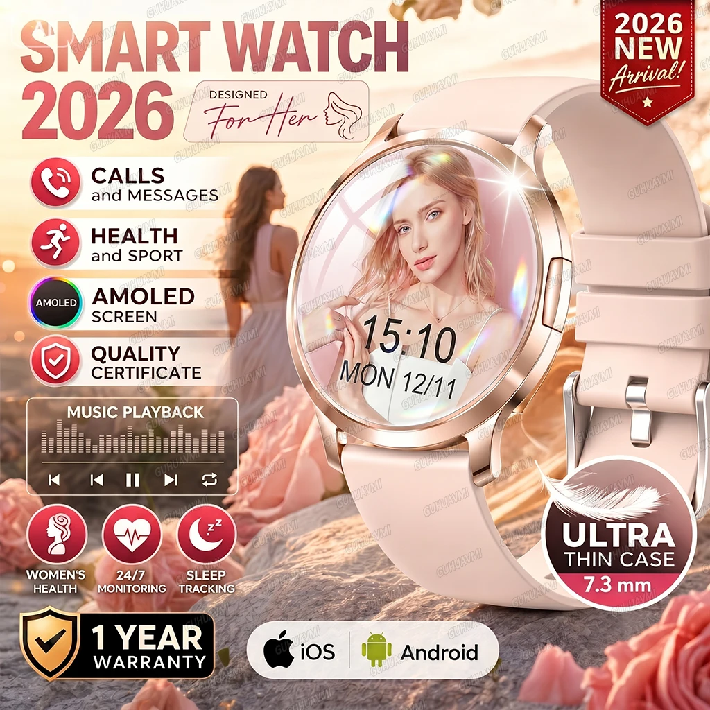 Nuevo Reloj Inteligente Ultrafino 2026 para Mujer, Pantalla AMOLED 466*466, Reloj Deportivo con Llamadas Bluetooth, Monitor de Salud Digital, Smartwatch para Damas