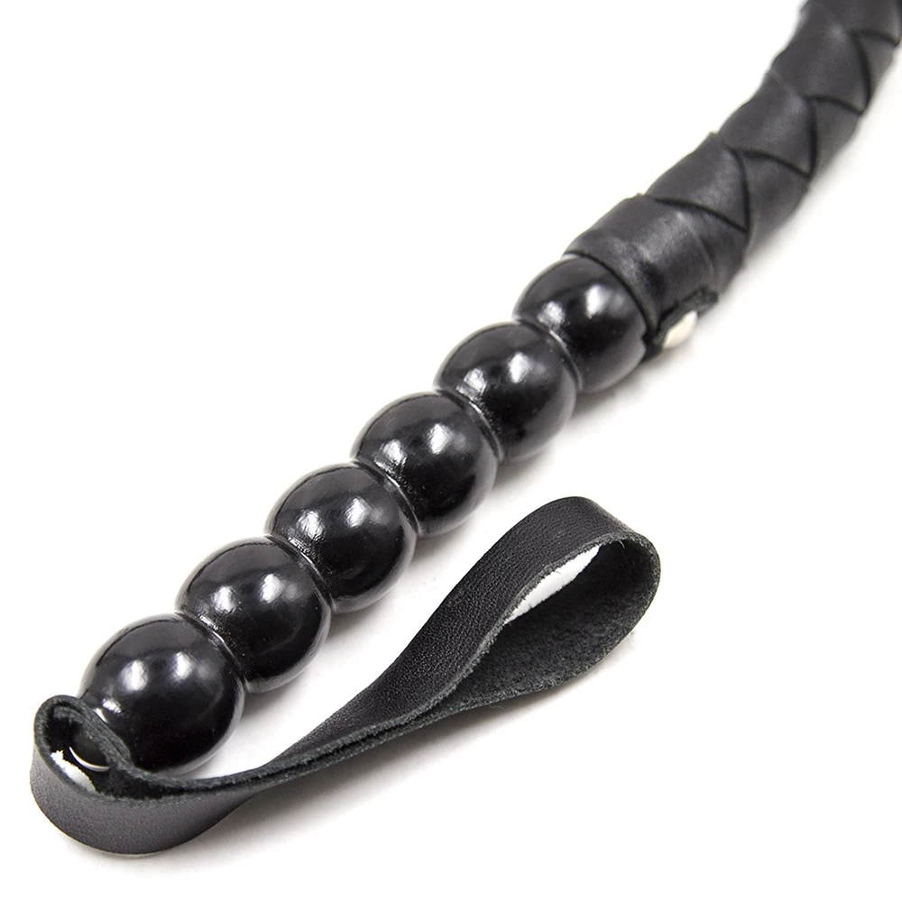 80CM PU Leather Horse Whip 8 Plait PU Leather 6 Ball Handle Whip for Horse Training