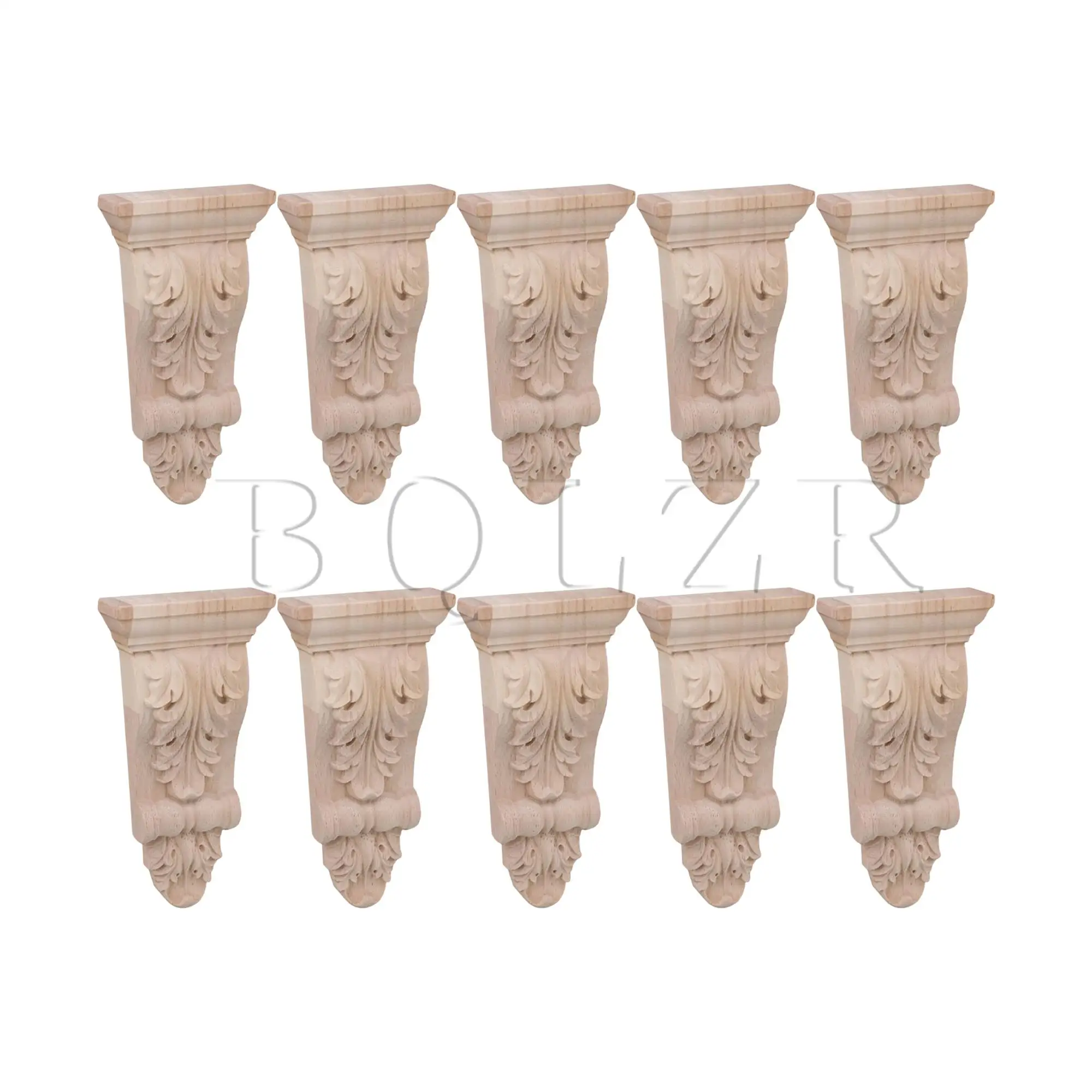 

BQLZR 10Pcs Wooden Carved Corbel Column for Door Surround 3.15"x0.98"x6.3" F46