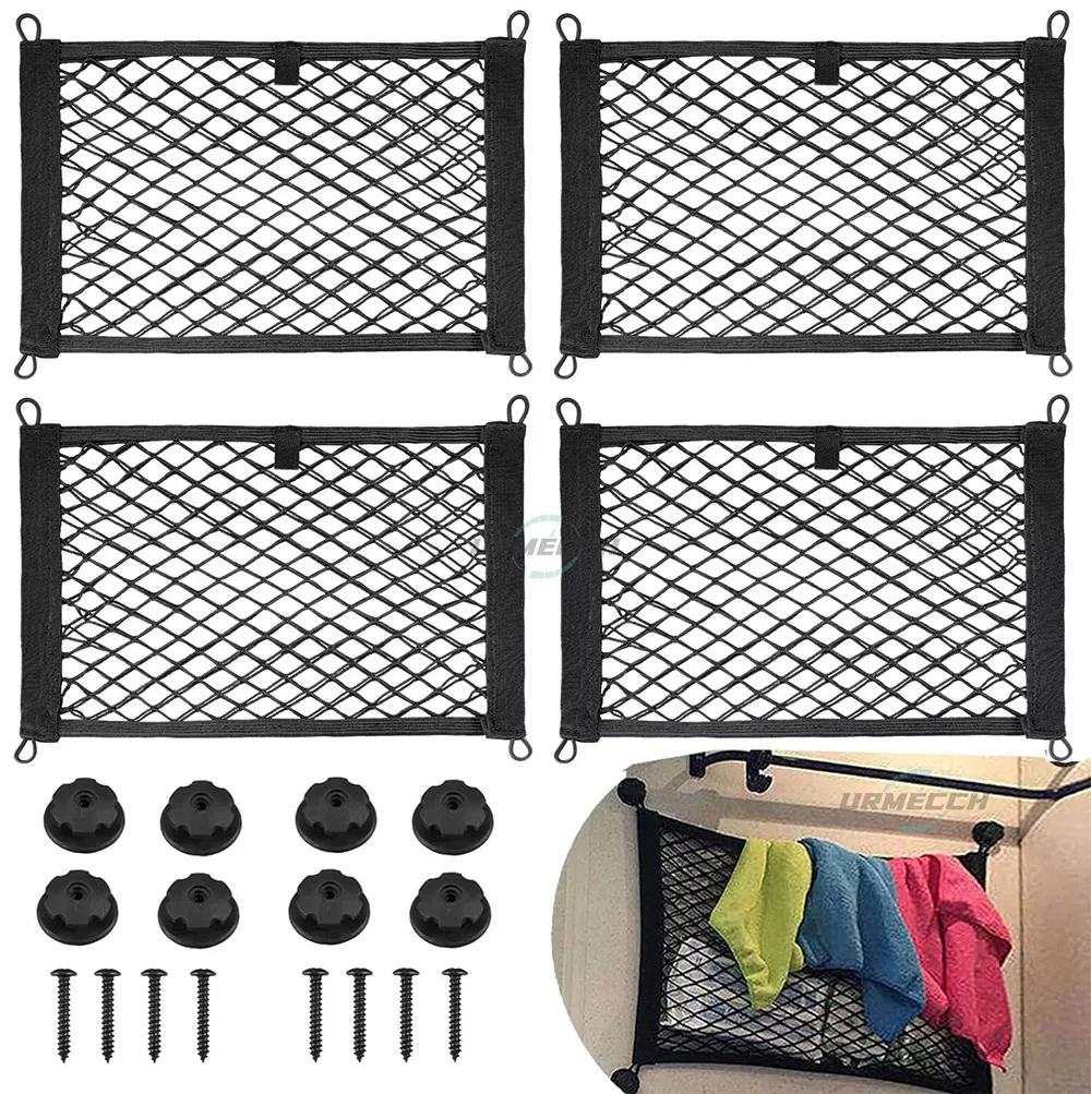 

4pc Car Roof Storage Organizer Automotive Ceiling Cargo Net Pocket Mesh Car Camping Accessories Storage Bag Roof Tent Car Access