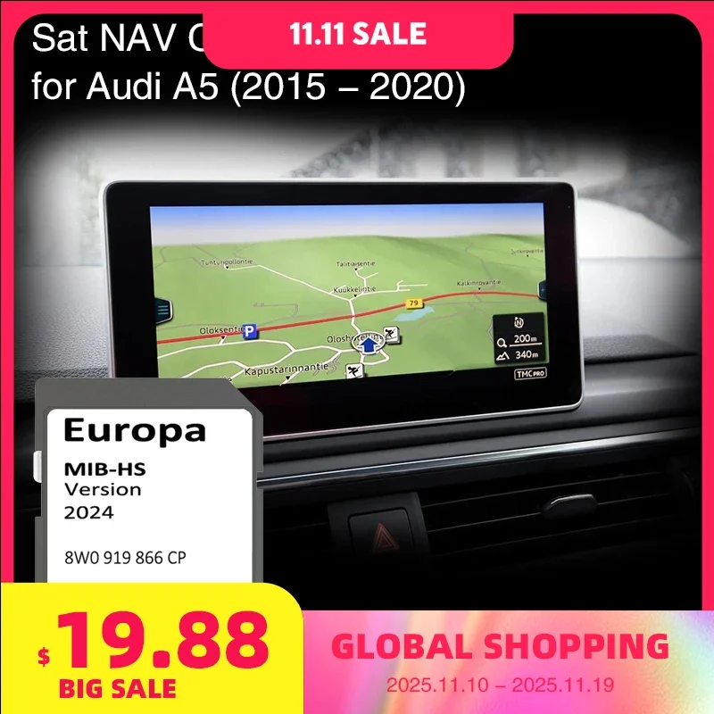 

SD Card Europe 2024 map for Audi A5 2015-2020 Vehicle Navigation MIB-HS MHS2 System Sat Nav 16GB 8W0 919 866 CP