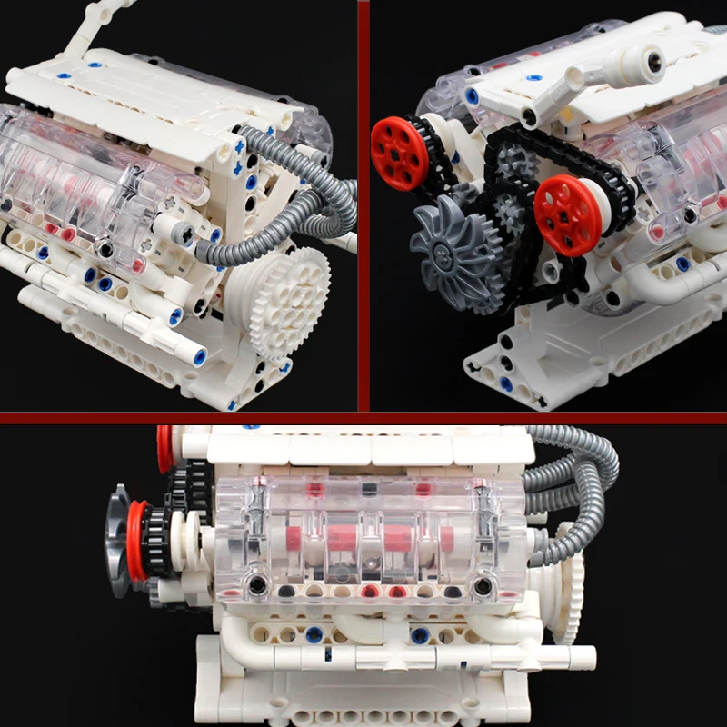 Moc Technology 기계 그룹 V16 엔진 속도 순차 기어박스 모델, DIY 빌딩 블록 브릭, 프로펠러 세트와 호환 가능