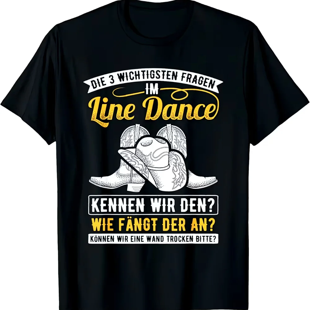 Men's Funny Vintage Line Dance Letter Graphic T Shirt Cotton Tee Women Streetwear Oversize Summer Novelty Casual Trendy O-Neck