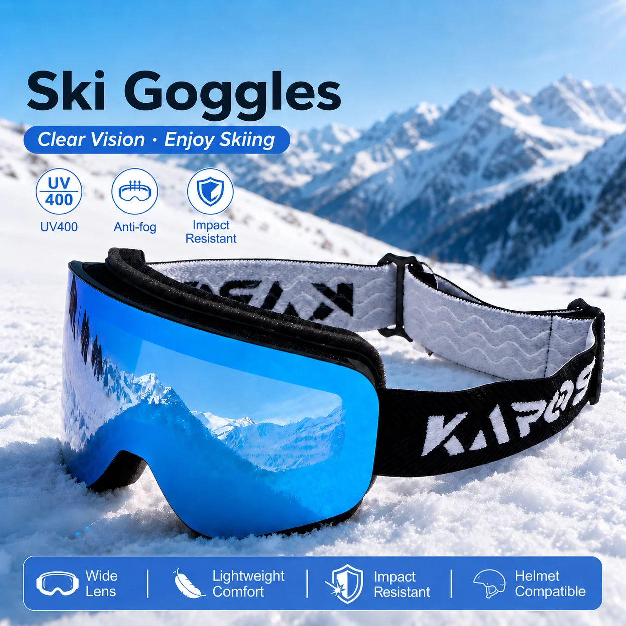 Karos Ski Goggles Double Layer Anti-Fog Snowboard Glasses UV400 Protection Lightweight Outdoor Sports Eyewear for Winter Snow